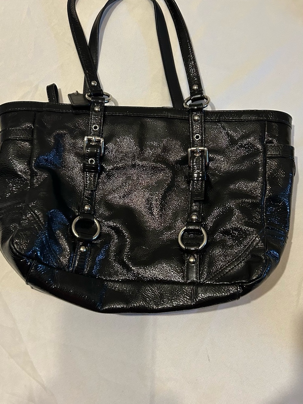 Coach Black Patent Leather Shoulder Tote